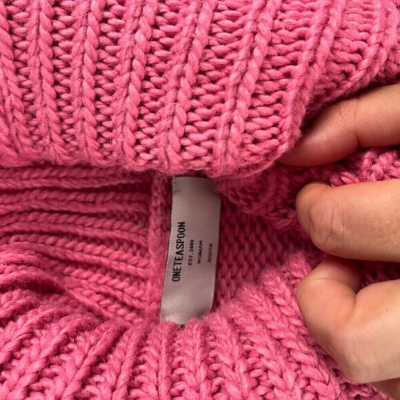 One teaspoon rider roll neck women sweater chunky cable knit turtleneck pink - Picture 5 of 9